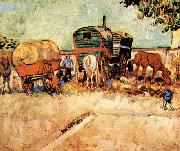 Vincent Van Gogh Encampment of Gypsies with Caravan Spain oil painting artist